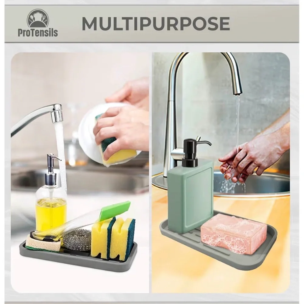 Gray Silicone Draining Mat Set of Two